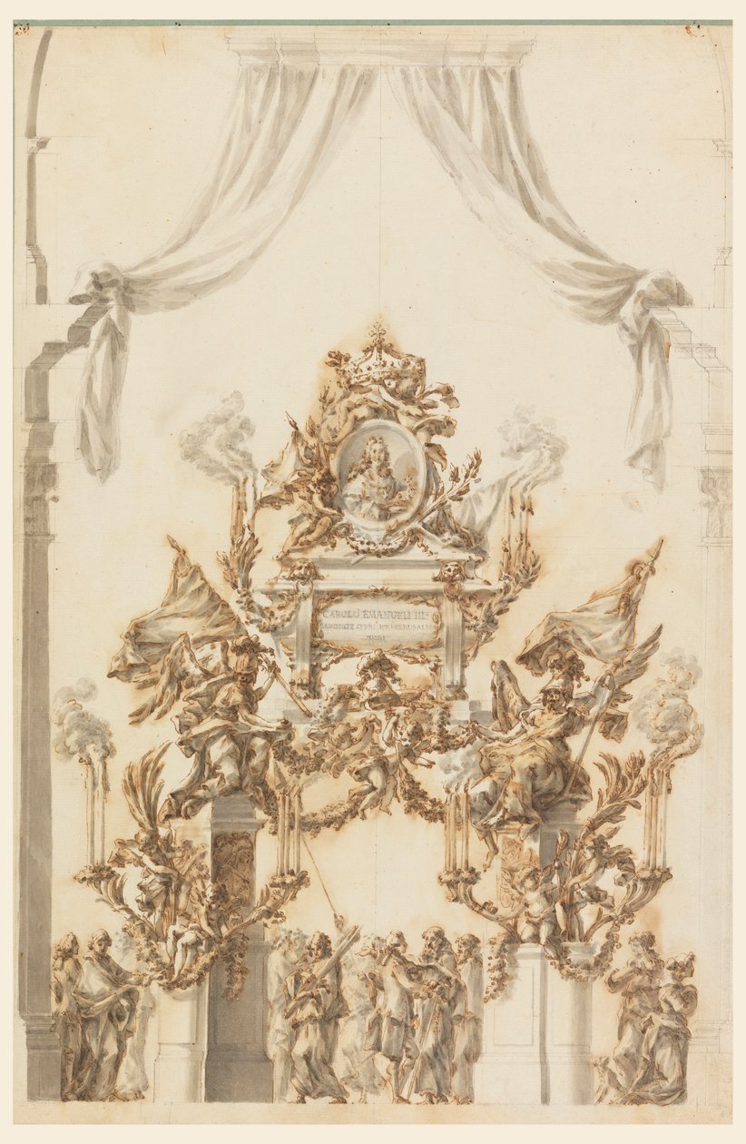 Disegno, Progetto di un catafalco per Carlo Emanuele III di Sardegna, 1773 da Carlo Marchionni