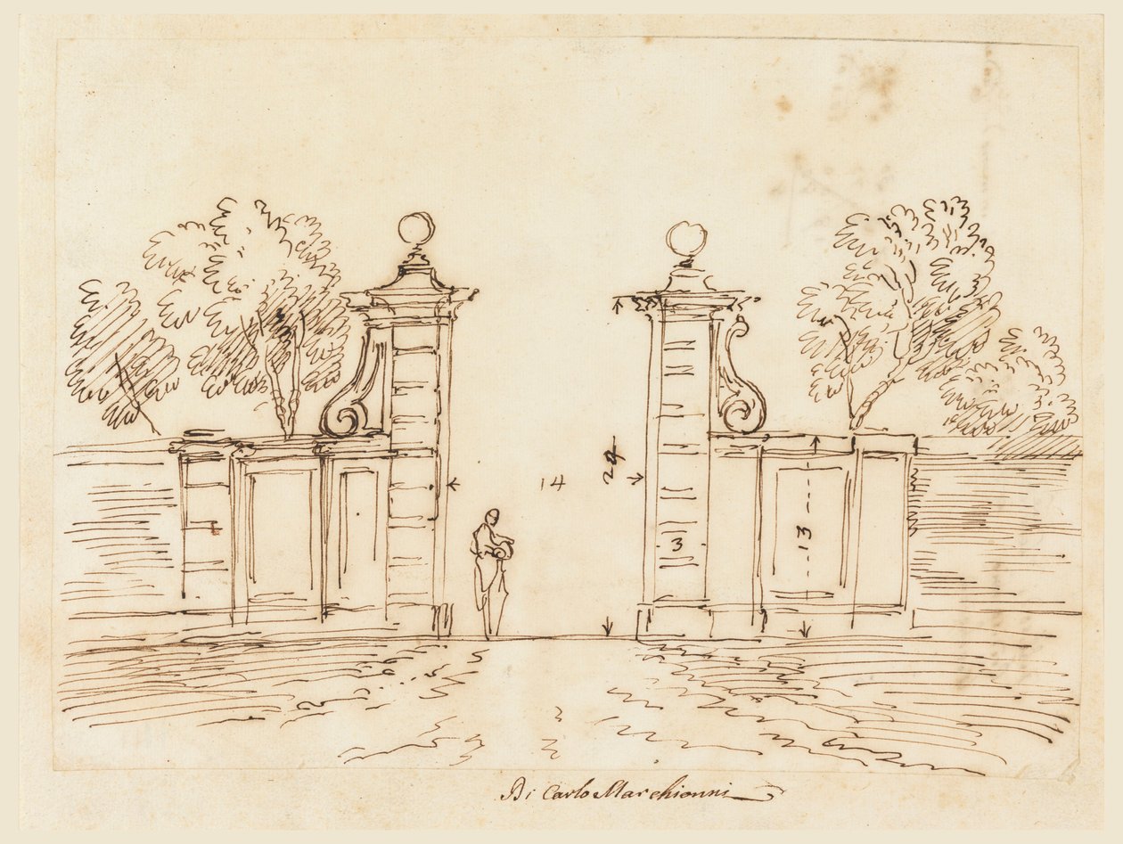 Disegno, Progetto per la porta di una villa, 1750-55 da Carlo Marchionni