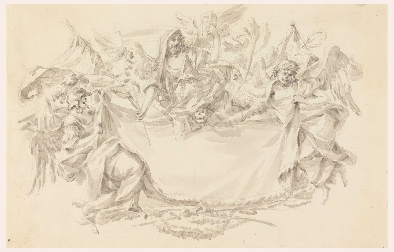 Disegno, progetto per un panno come luogo di iscrizione, 1750-86 da Carlo Marchionni