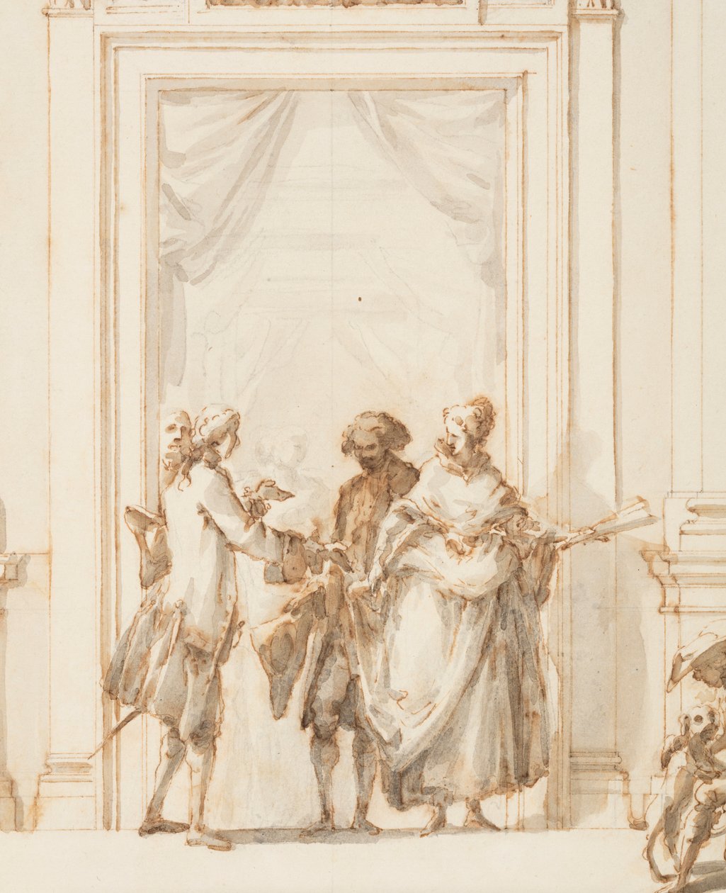 Disegno, Progetto per il portale nord, Grande Galleria, Villa Albani, Roma, Italia, 1755-56 da Carlo Marchionni