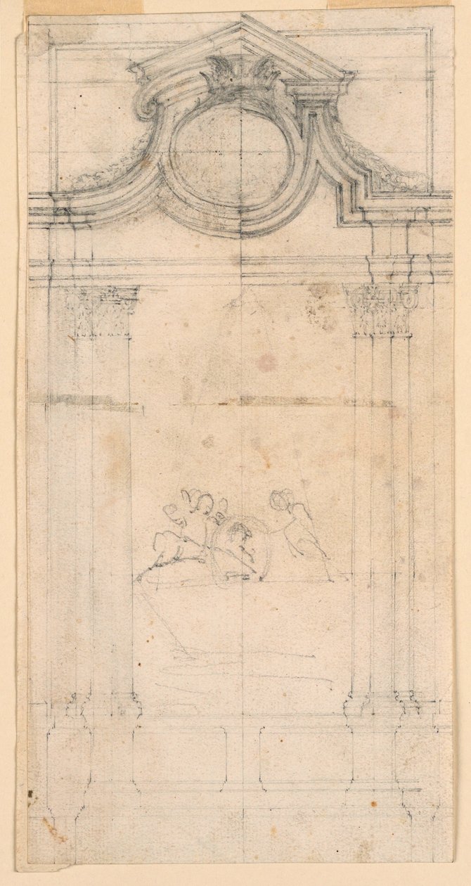 Disegno, Progetto di un monumento sepolcrale per un chiostro, 1745 ca. da Carlo Marchionni