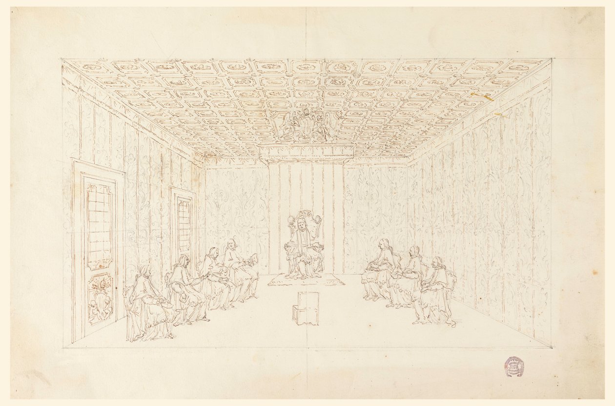 Disegno, Papa Benedetto XIV in concistoro con i cardinali, 1740-58 da Carlo Marchionni