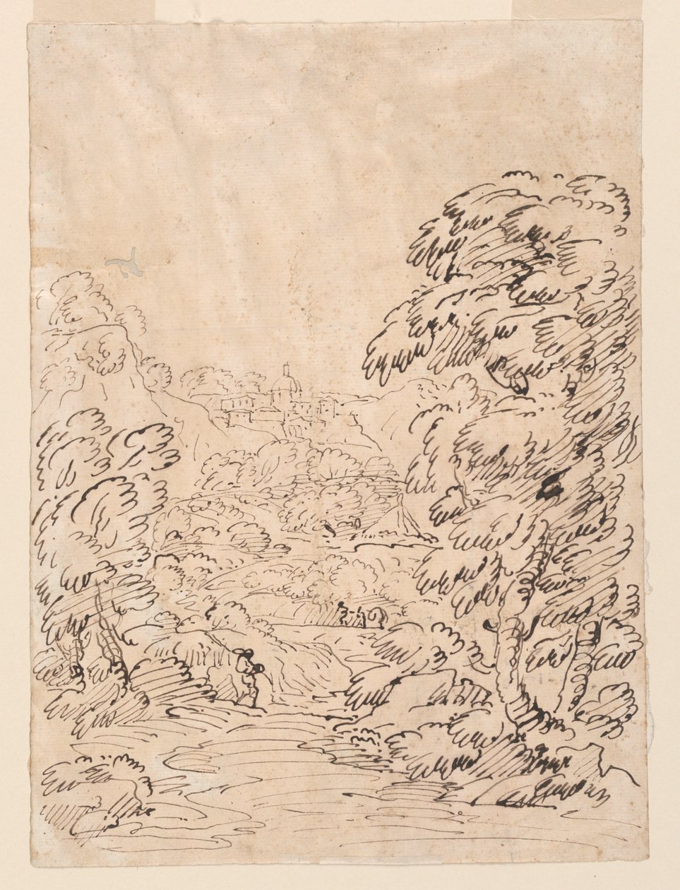 Disegno, Strada che porta a una città di montagna, 1750-86 da Carlo Marchionni