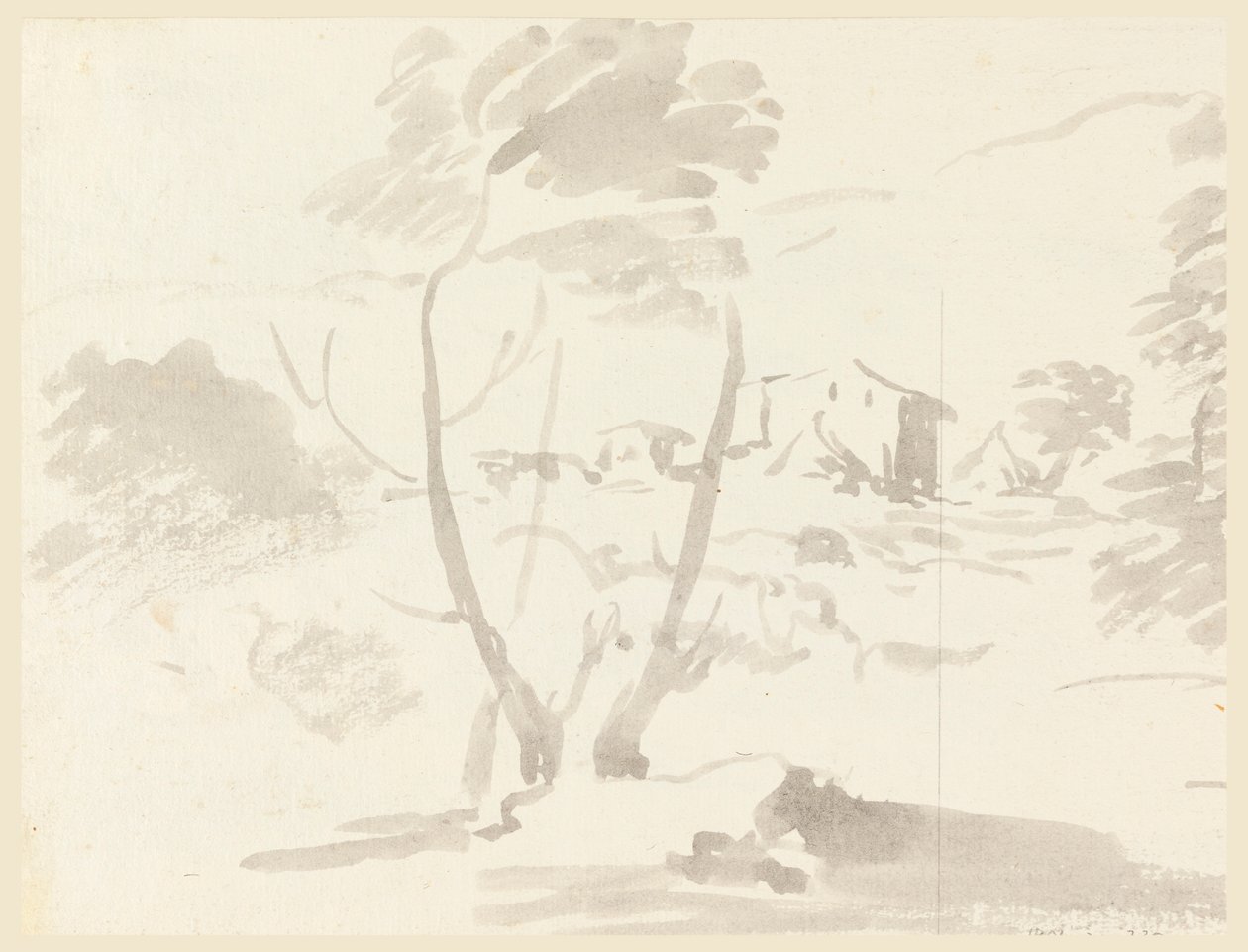 Disegno, Schizzo di alberi in un paesaggio, 1760-1780 da Carlo Marchionni