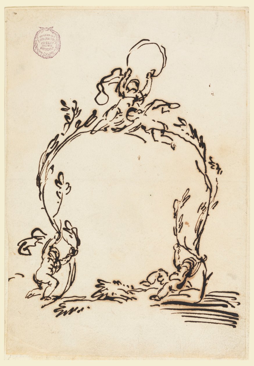 Disegno, schizzo di un cartiglio, 1760-80 da Carlo Marchionni