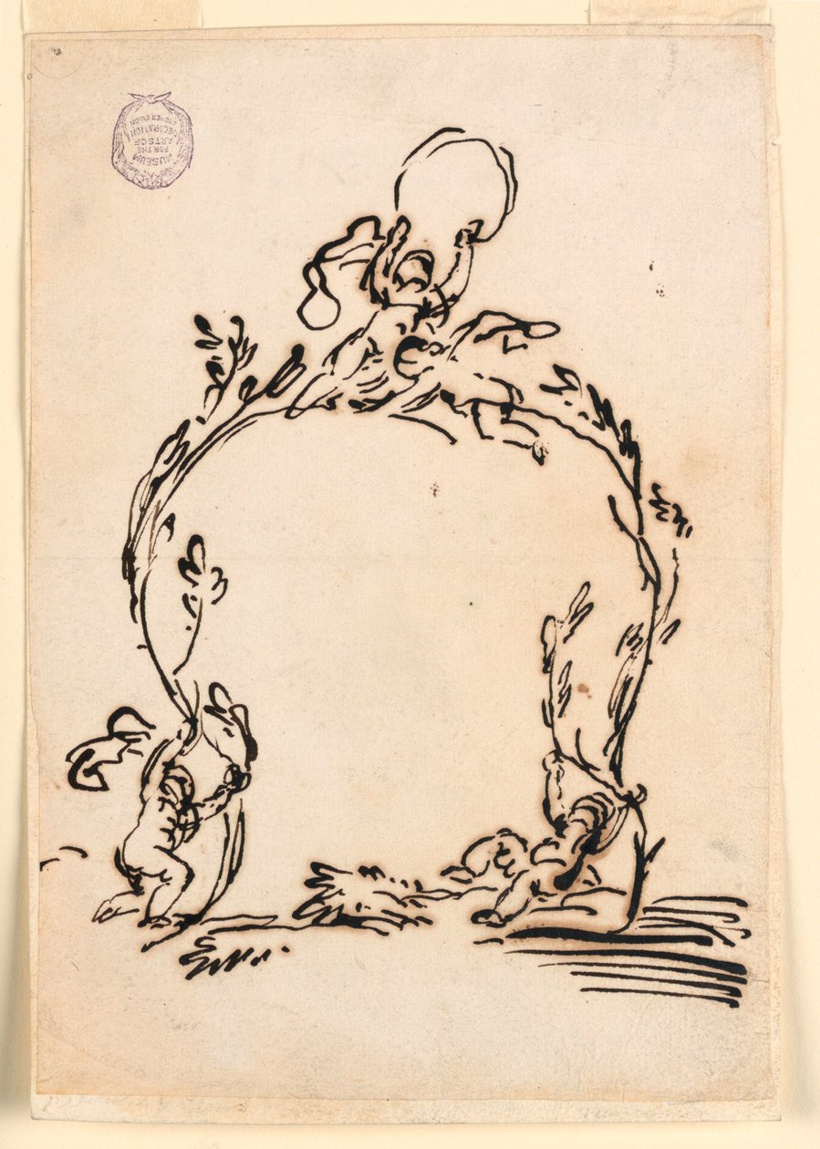 Disegno, schizzo di un cartiglio, 1760-80 da Carlo Marchionni