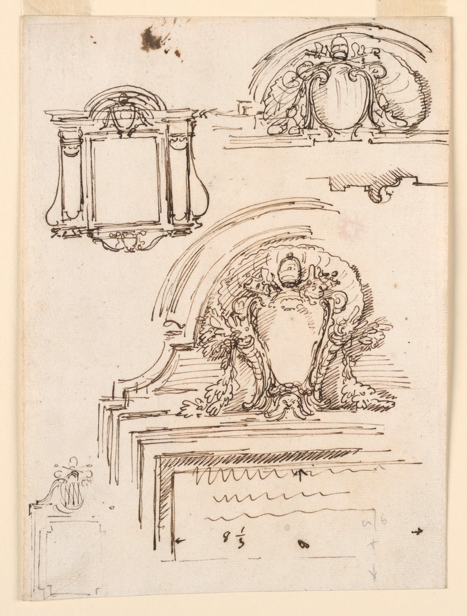 Disegno, bozzetti per cornici per la sacrestia di San Pietro, 1740-58 da Carlo Marchionni