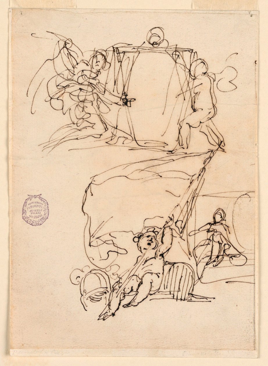Disegno, Tre schizzi, prima del 1775 da Carlo Marchionni