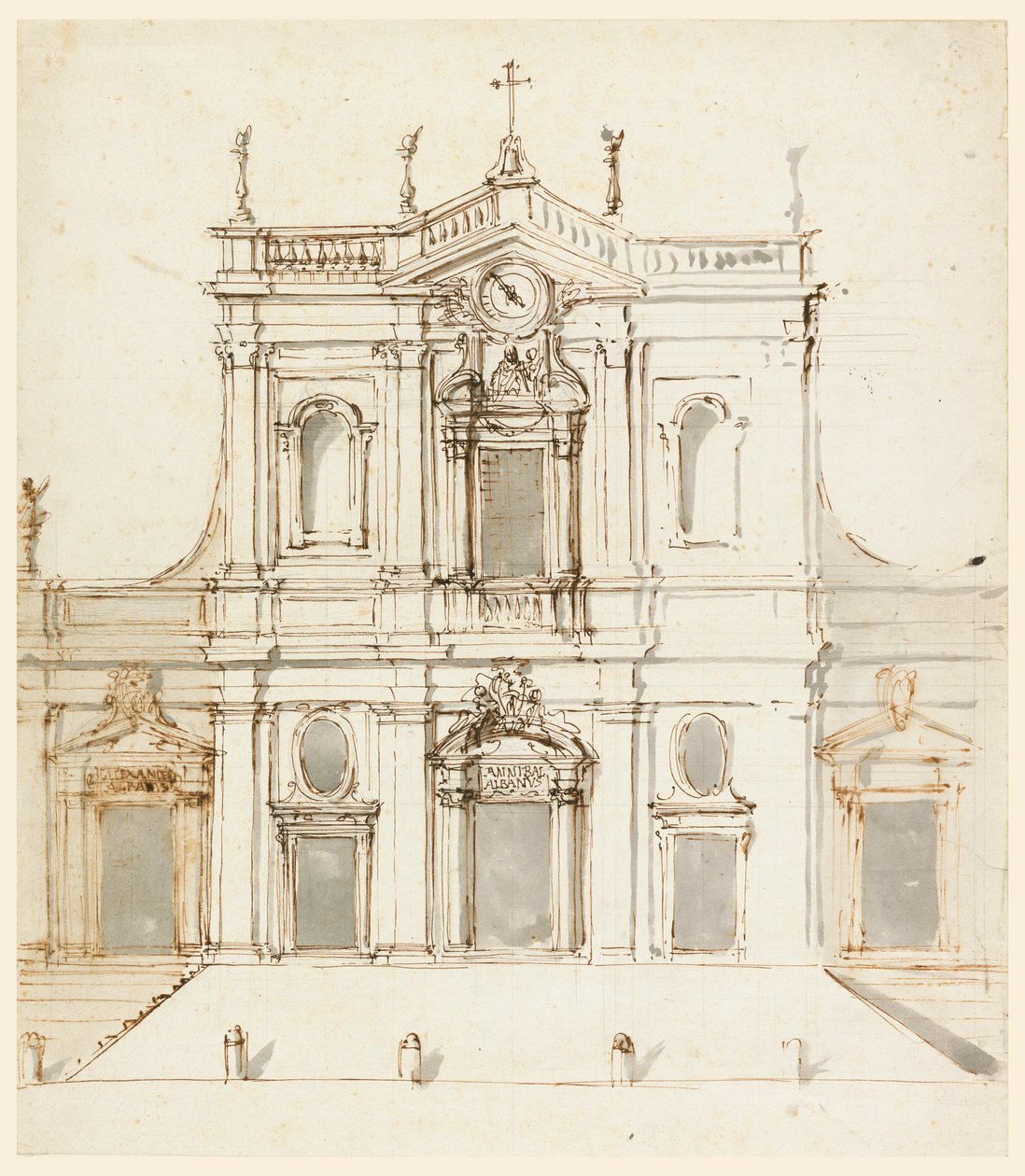 Facciata con le armi degli Albani da Carlo Marchionni