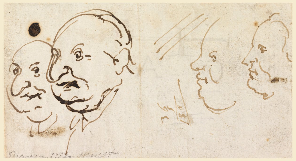 Schizzi di Quattro Teste in Caricatura da Carlo Marchionni