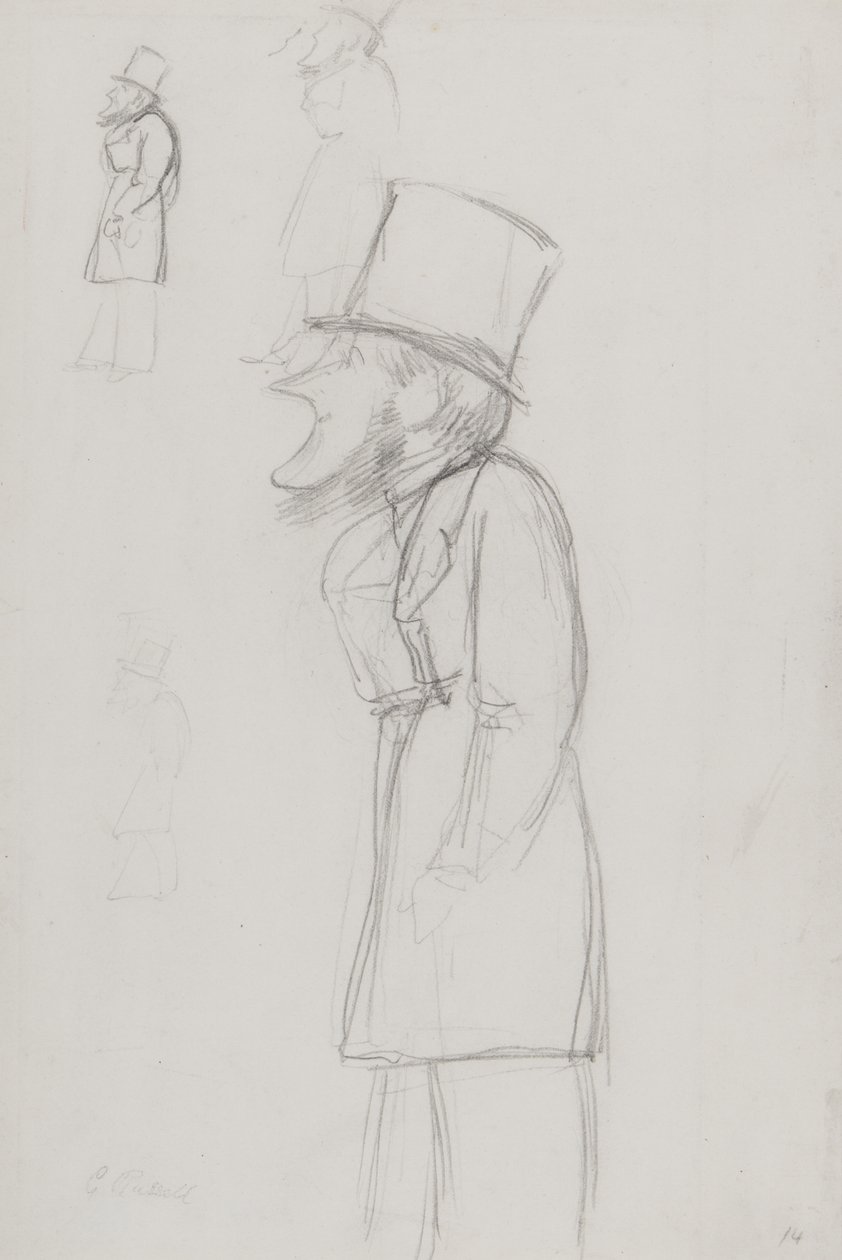 Schizzo per una caricatura, possibilmente di G. Russell da Carlo Pellegrini