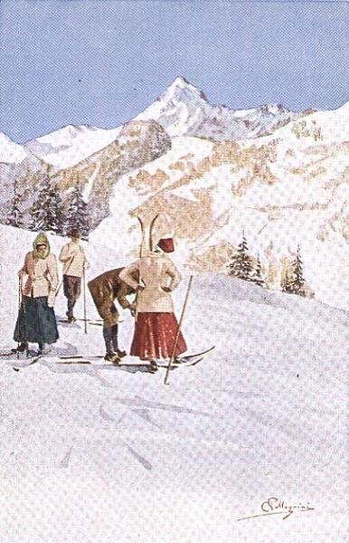 Sciatori che si fermano sulle piste da Carlo Pellegrini