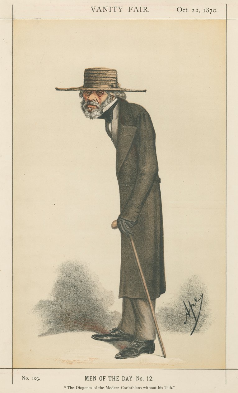 Il Diogene dei Corinzi Moderni senza la sua Tinozza, Thomas Carlyle (serie Vanity Fair) da Carlo Pellegrini