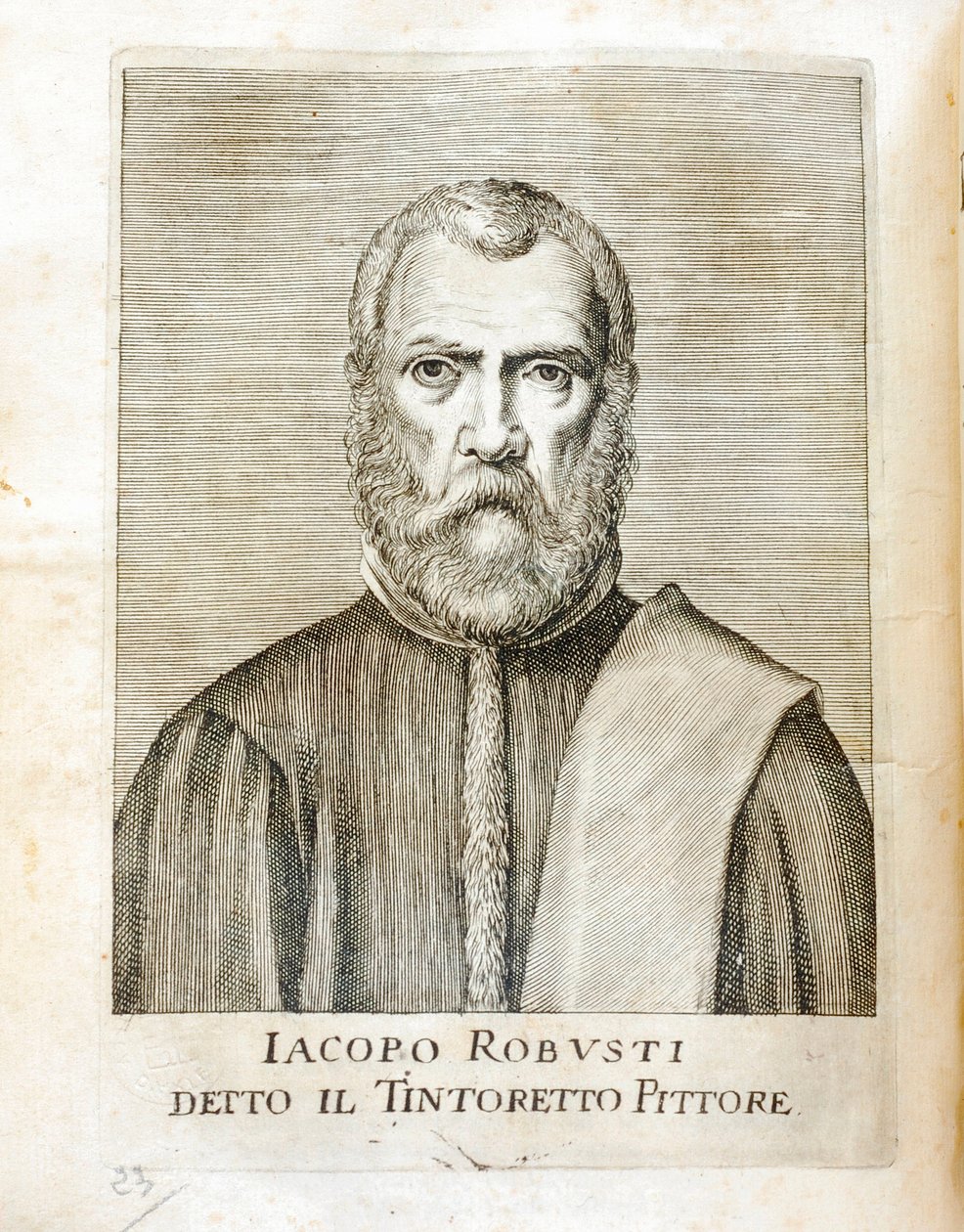 Ritratto di Jacopo Robusti detto il Tintoretto (1518-1594) Incisione da “Maraviglie dell