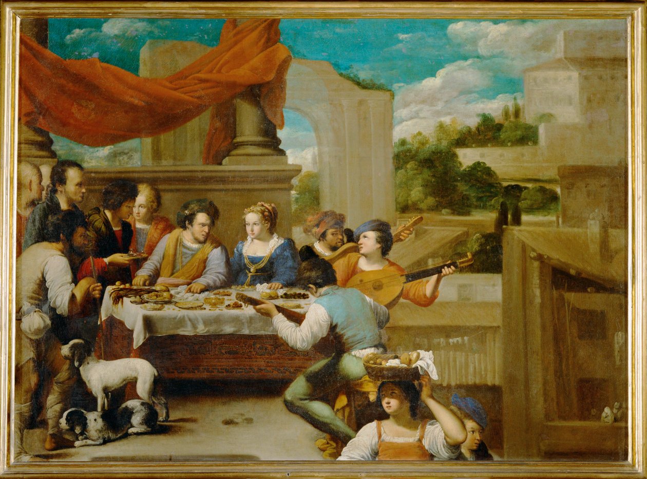 Lazzaro e il ricco spendaccione... (dipinto su tela) da Carlo Saraceni