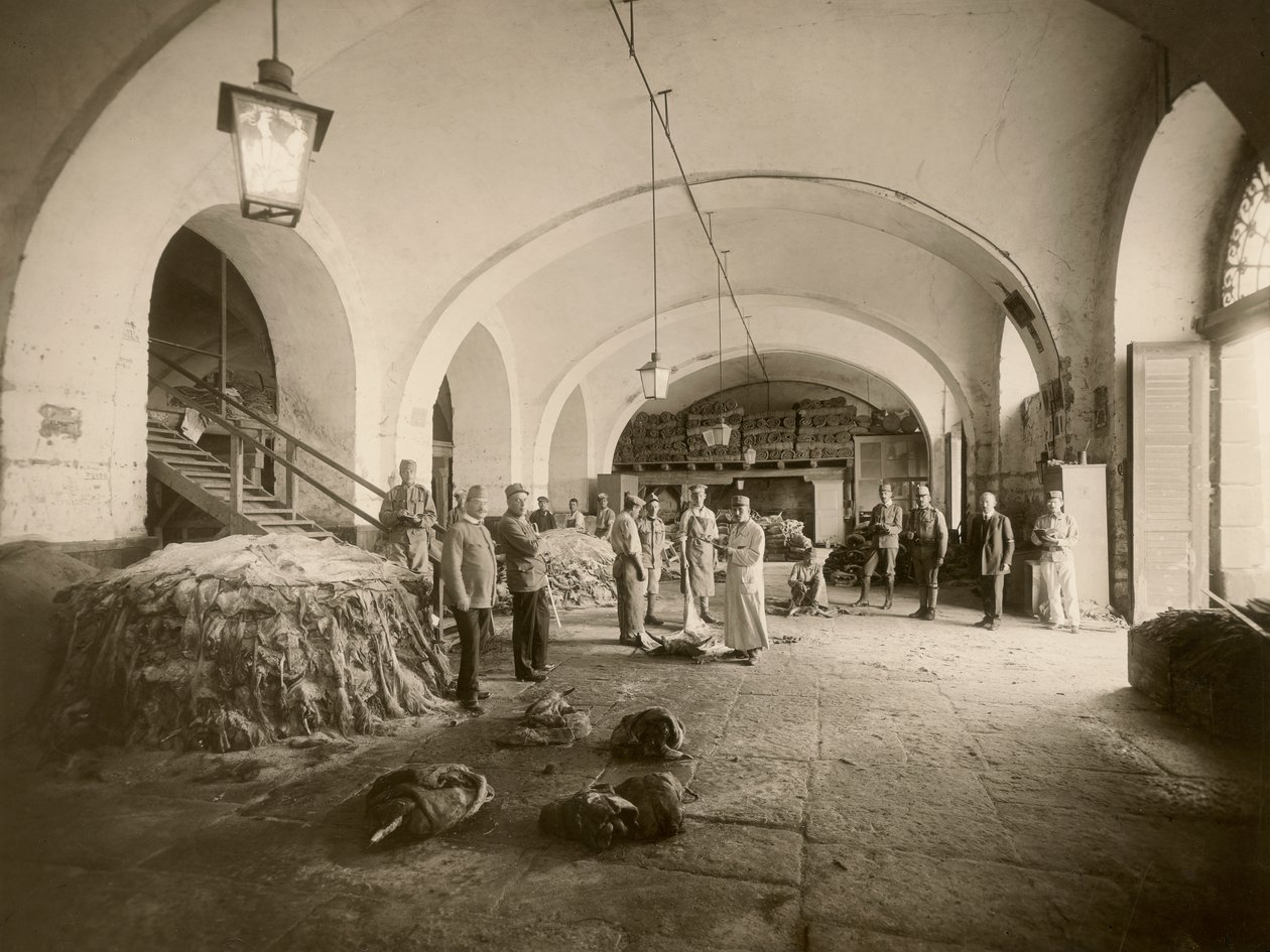 Interno del deposito militare di cuoio, durante la Grande Guerra da Carlo Wulz