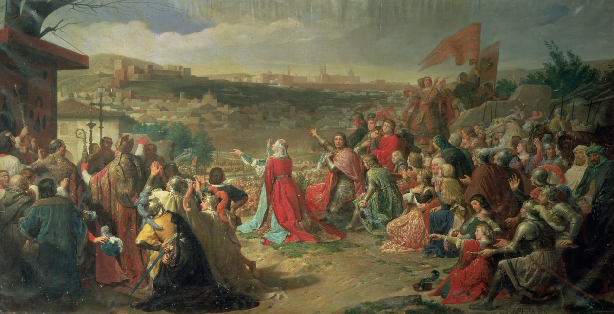 La caduta di Granada nel 1492, 1890 da Carlos Luis Ribera y Fieve