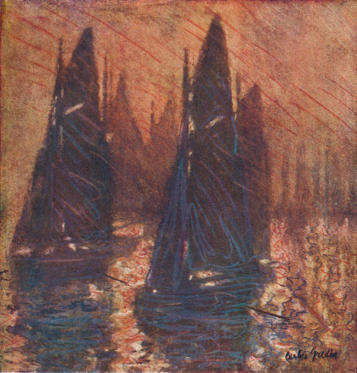 Barche da pesca nella nebbia, c1913 da Carlos Grethe