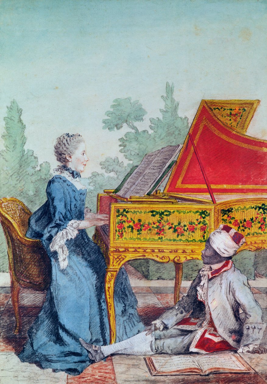 Ritratto di Mademoiselle Desgots di Saint-Domingue con il suo schiavo Laurent da Carmontelle