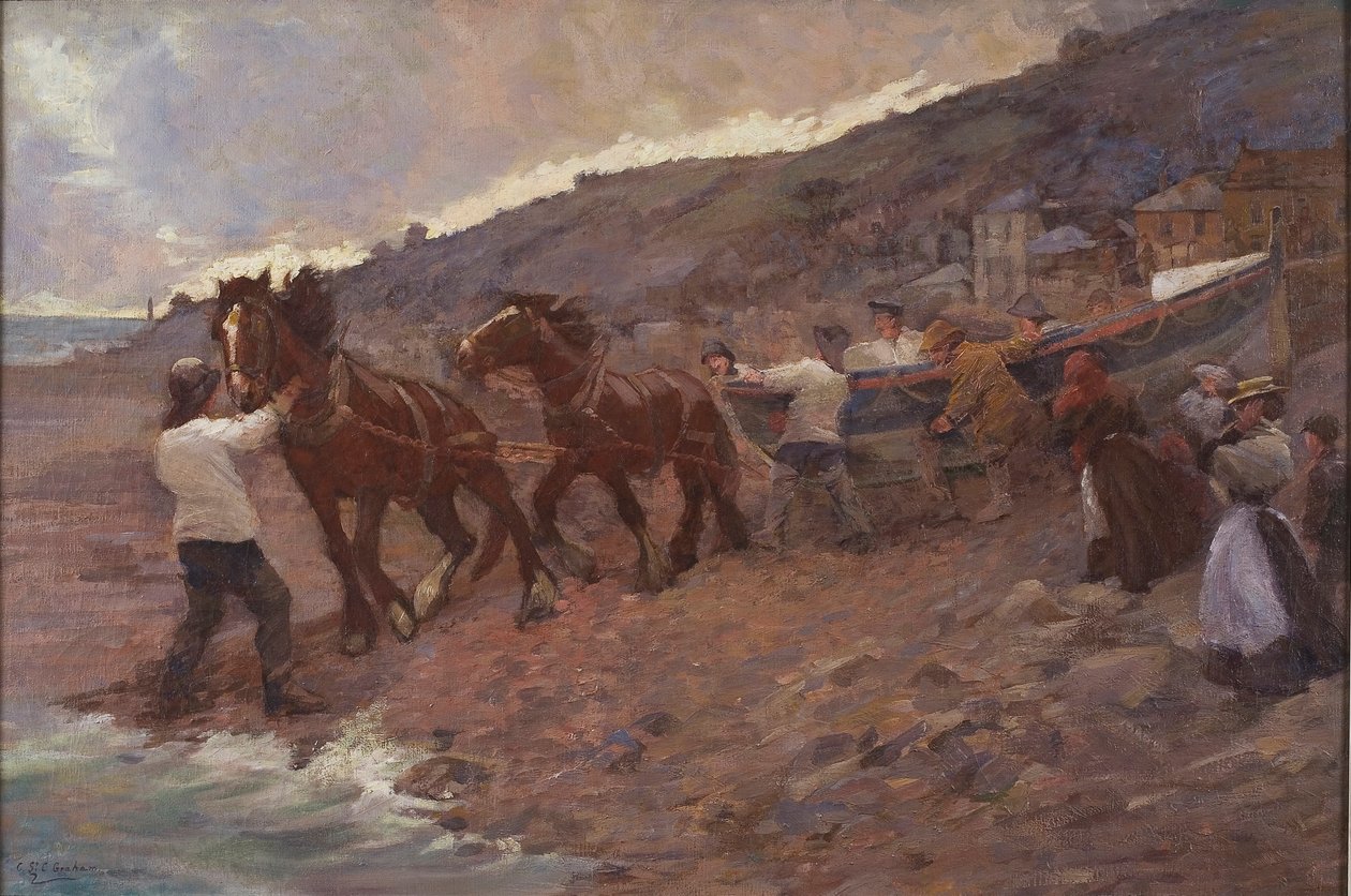 Il varo della scialuppa (olio su tela) da Caroline St Clair Graham