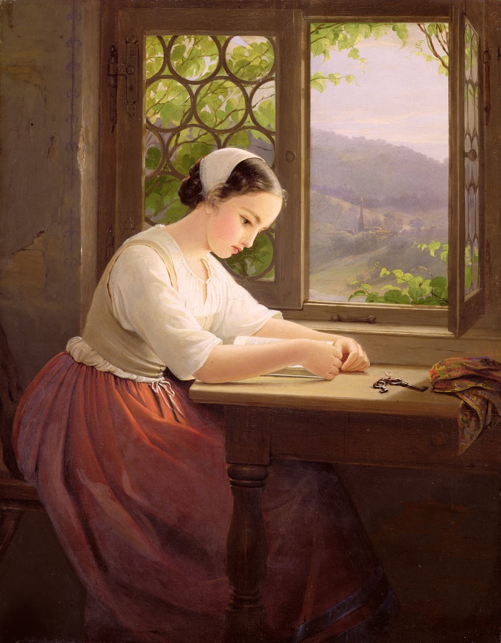 Ragazza che legge vicino a una finestra aperta da Caroline von der Embde