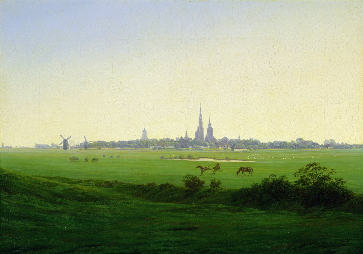 Prati vicino a Greifswald da Caspar David Friedrich
