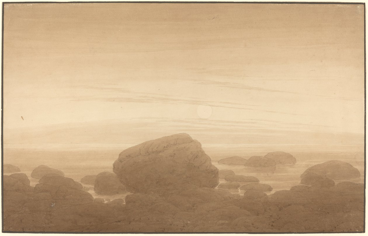 Alba su una spiaggia deserta da Caspar David Friedrich