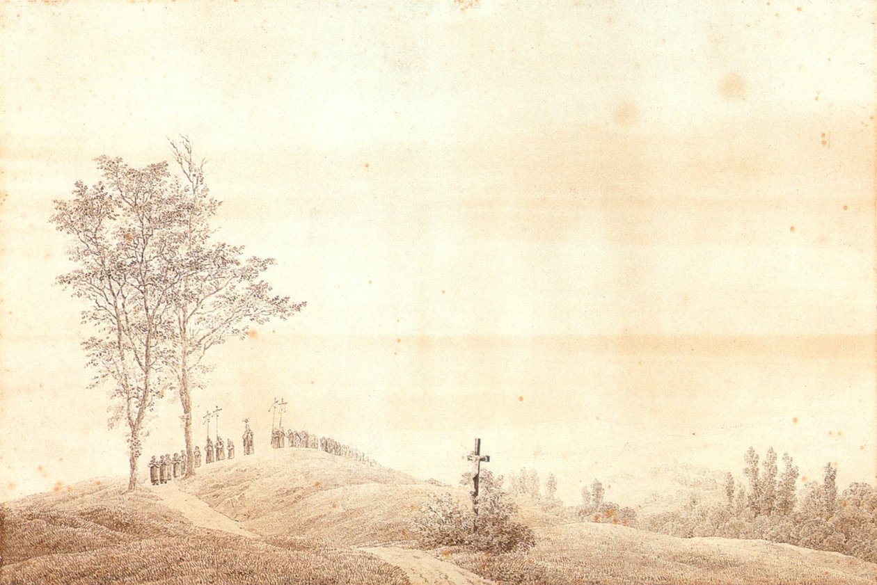 Processione di pellegrini al tramonto da Caspar David Friedrich
