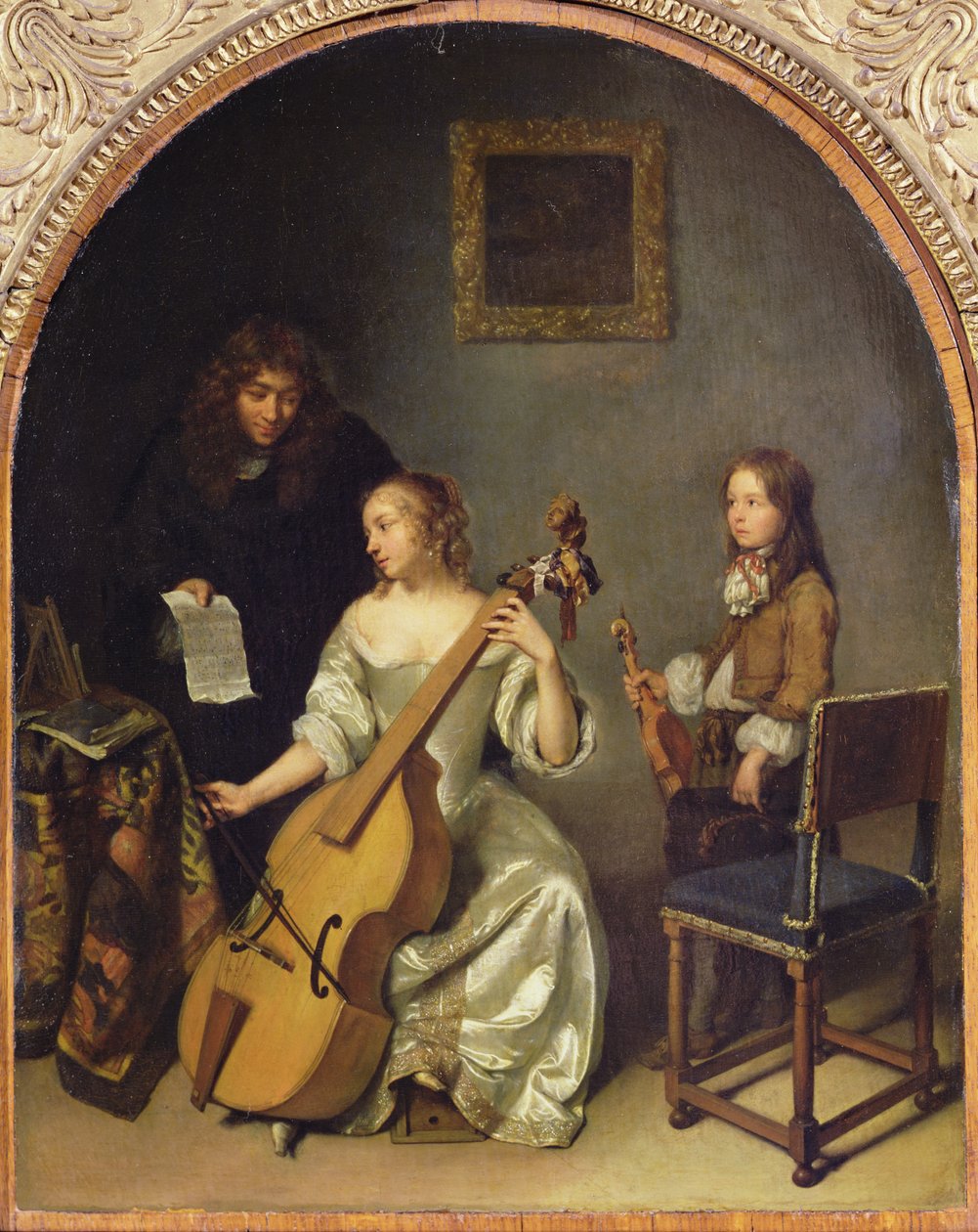 La lezione di viola da gamba da Caspar Netscher