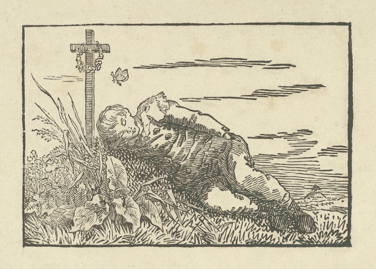 Ragazzo addormentato su una tomba da Caspar David Friedrich