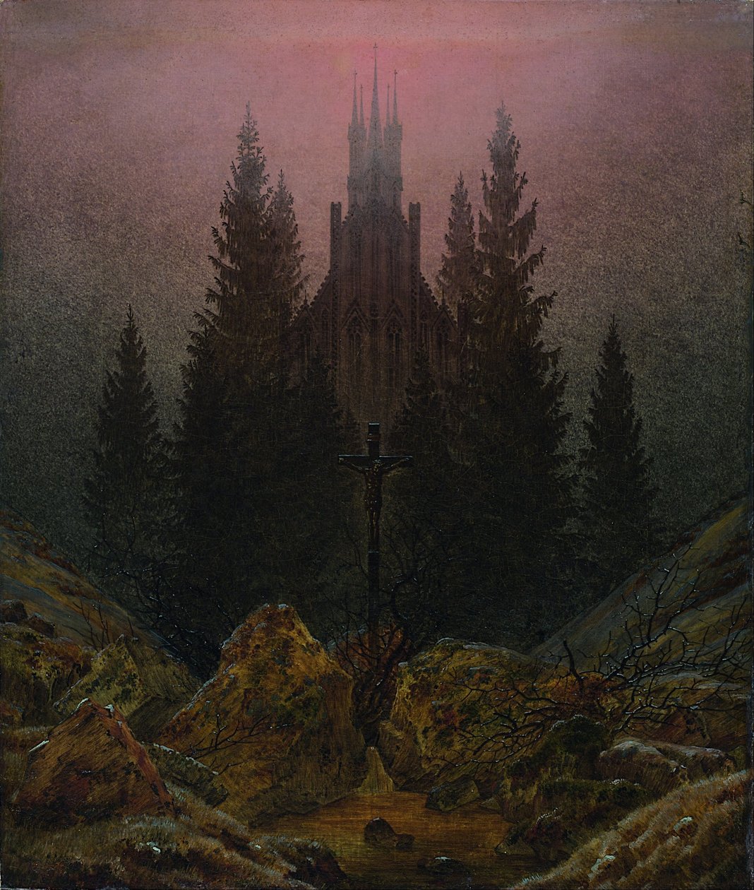 Croce e cattedrale in montagna da Caspar David Friedrich