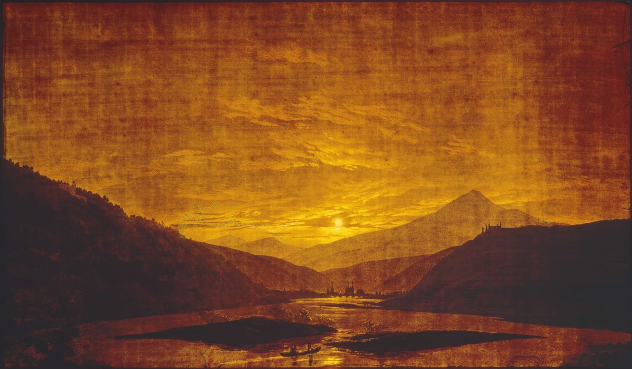 Paesaggio fluviale di notte da Caspar David Friedrich