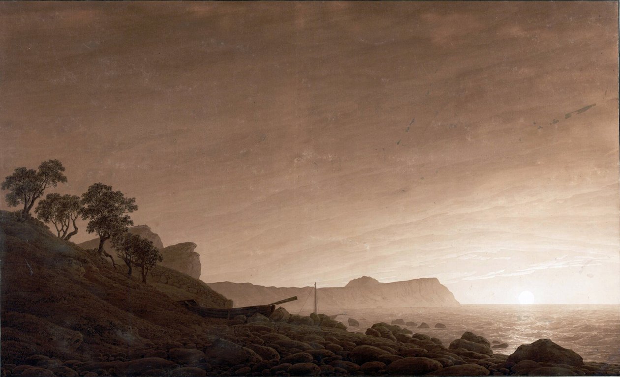 Tedesco: Vista di Arkona con la luna crescente Vista di Arkona con la luna crescente da Caspar David Friedrich