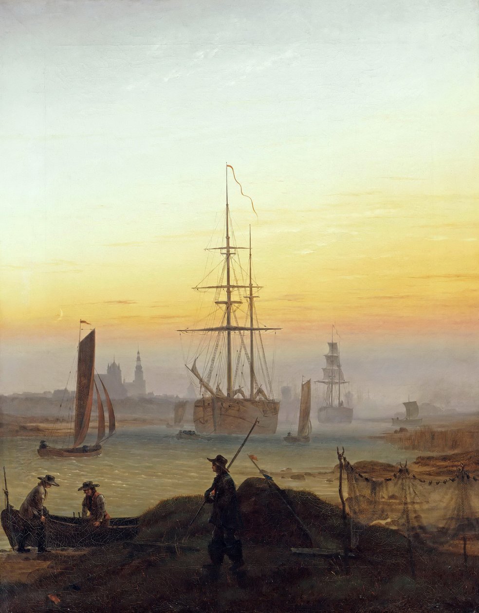 Tedesco: Der Greifswalder Hafen Il porto di Greifswald da Caspar David Friedrich