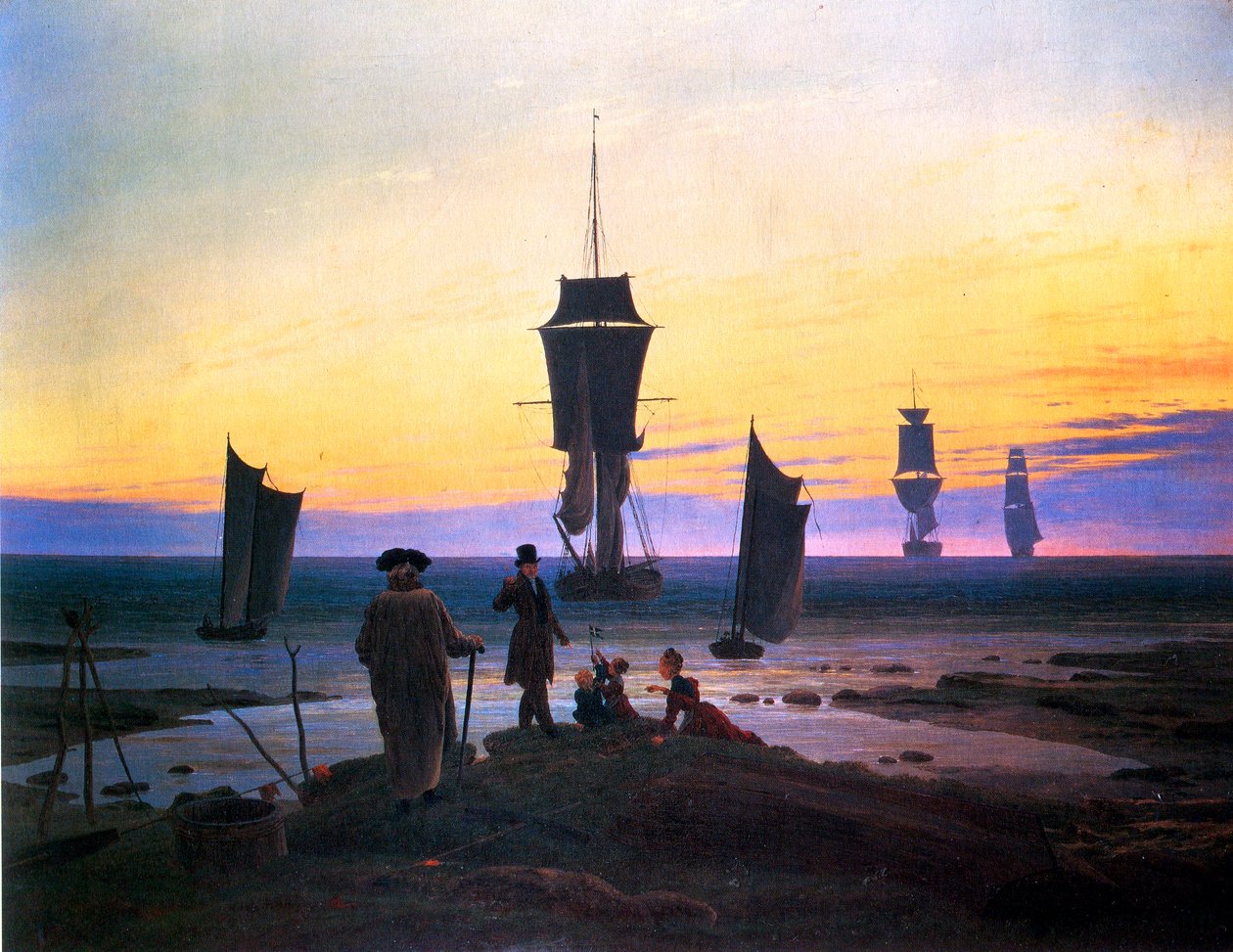 Tedesco: Die Lebensstufen (Strandbild, Strandszene in Wiek) Le fasi della vita (foto di spiaggia, scena di spiaggia in Wiek) da Caspar David Friedrich
