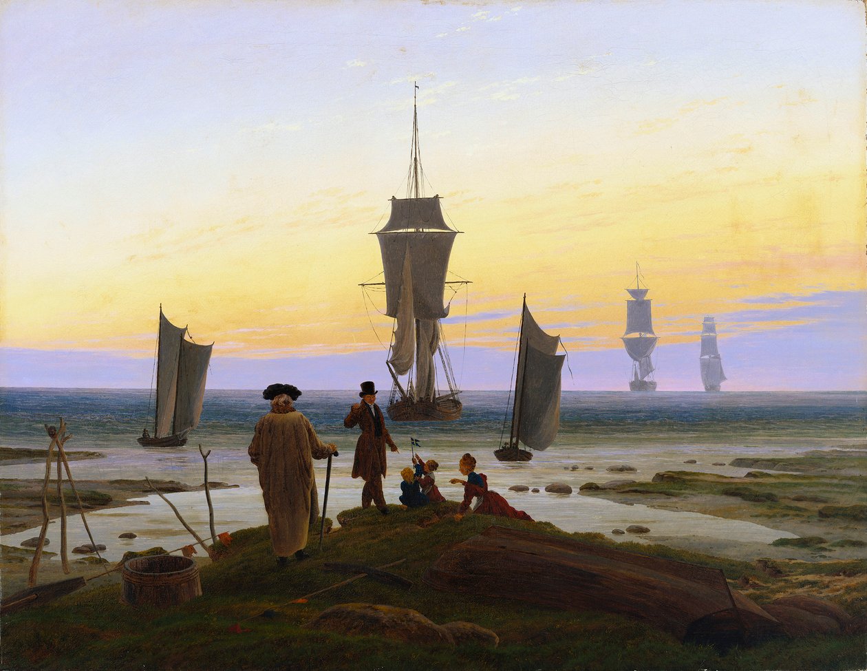 Tedesco: Die Lebensstufen (Strandbild, Strandszene in Wiek) Le fasi della vita (foto di spiaggia, scena di spiaggia in Wiek) da Caspar David Friedrich