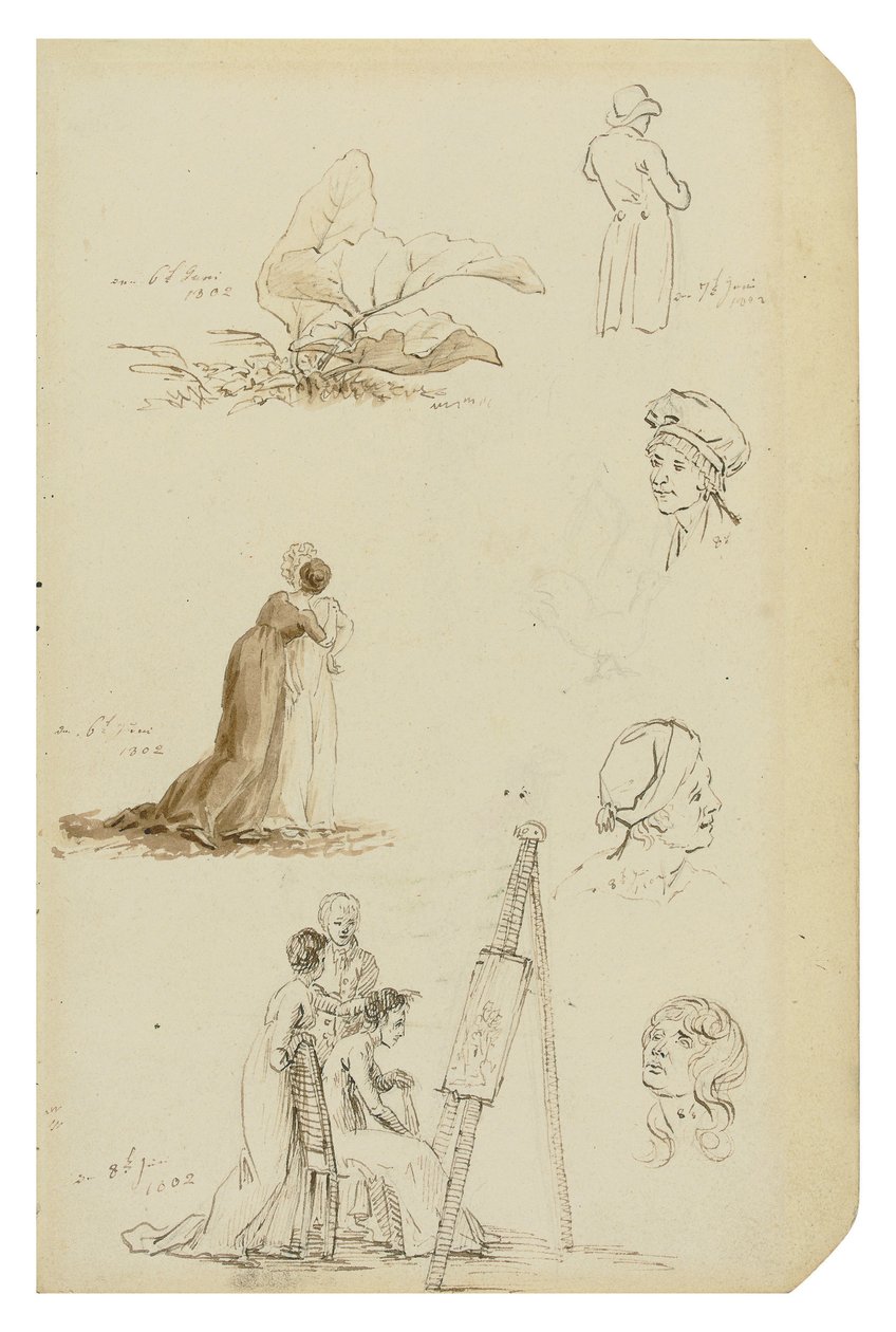 Tedesco: Studio di teste, figure e fogliame da Caspar David Friedrich
