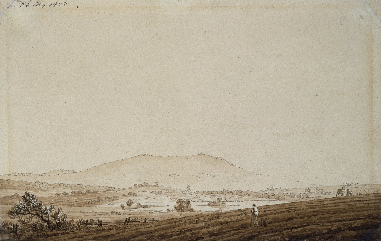 Paesaggio in Boemia con vista sul Monte Jeschken da Caspar David Friedrich