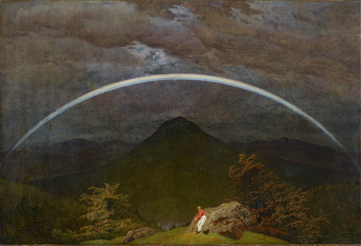 Paesaggio di montagna con arcobaleno da Caspar David Friedrich