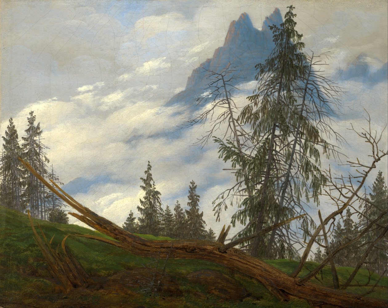 Cima di montagna con nuvole fluttuanti da Caspar David Friedrich