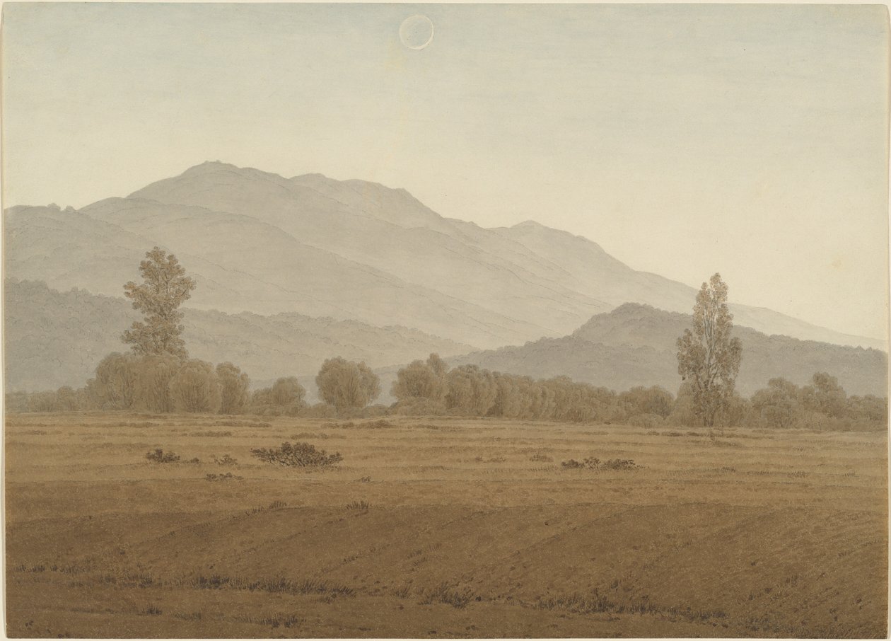 Luna nuova o eclissi solare sopra i Monti del Riesengebirge da Caspar David Friedrich