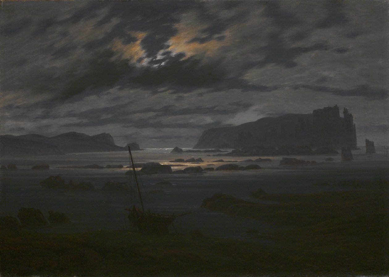Mare del Nord al chiaro di luna, c. 1823 da Caspar David Friedrich