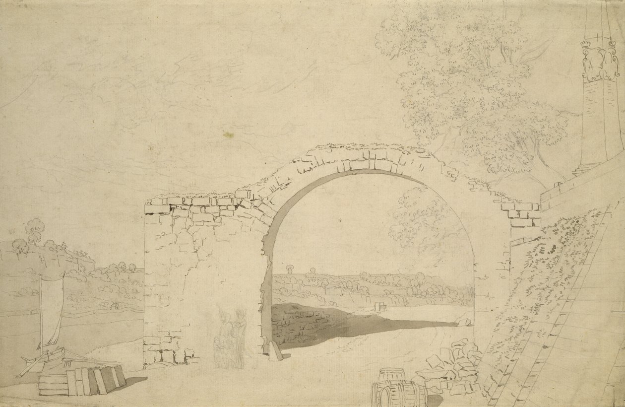 Paesaggio Fluviale con un Arco (incompiuto) da Caspar David Friedrich
