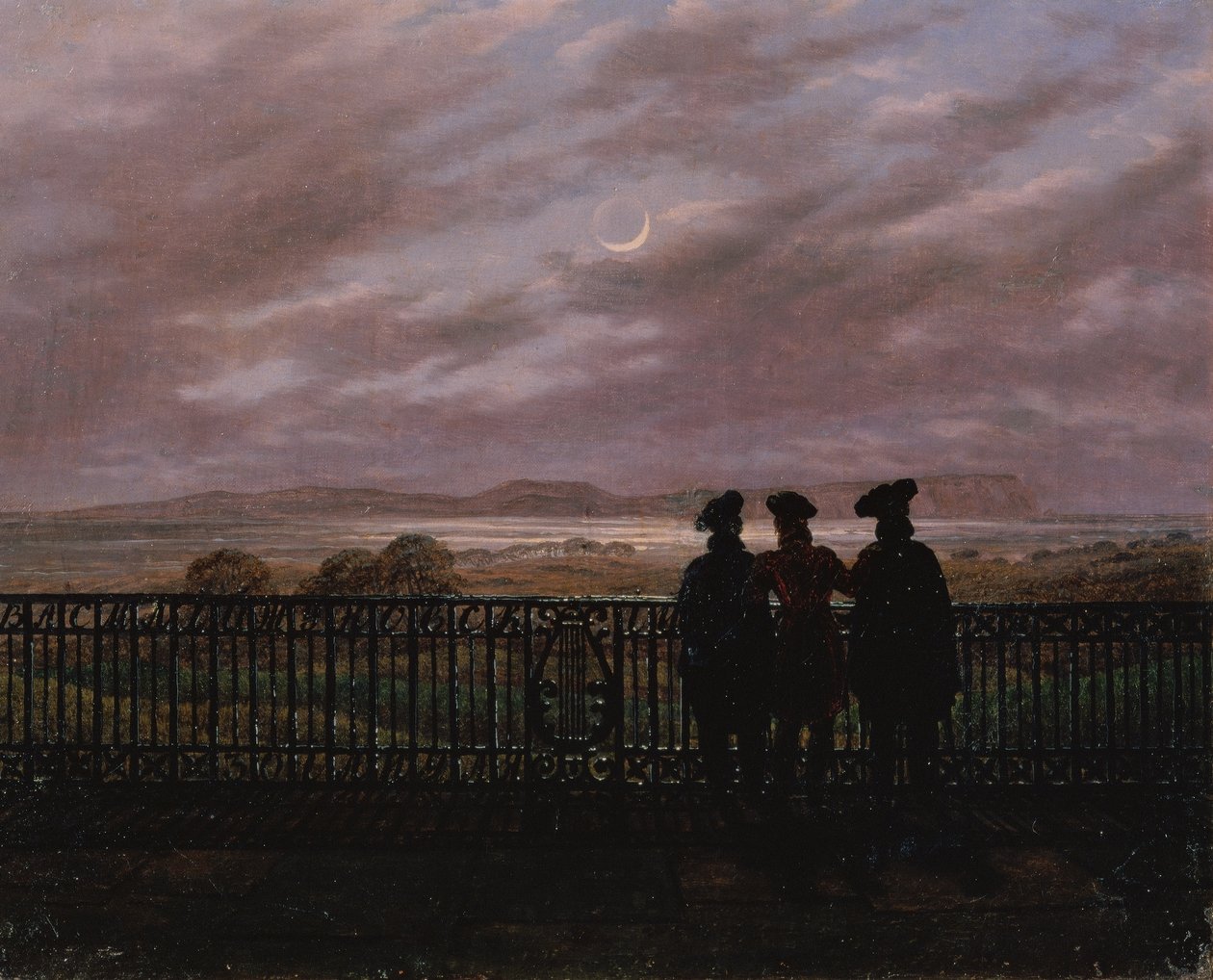 I poeti Vasily Andreyevich Zhukovsky, Sergeyevich Ivan Turgenev e Aleksandr Ivanovich Turgenev da Caspar David Friedrich