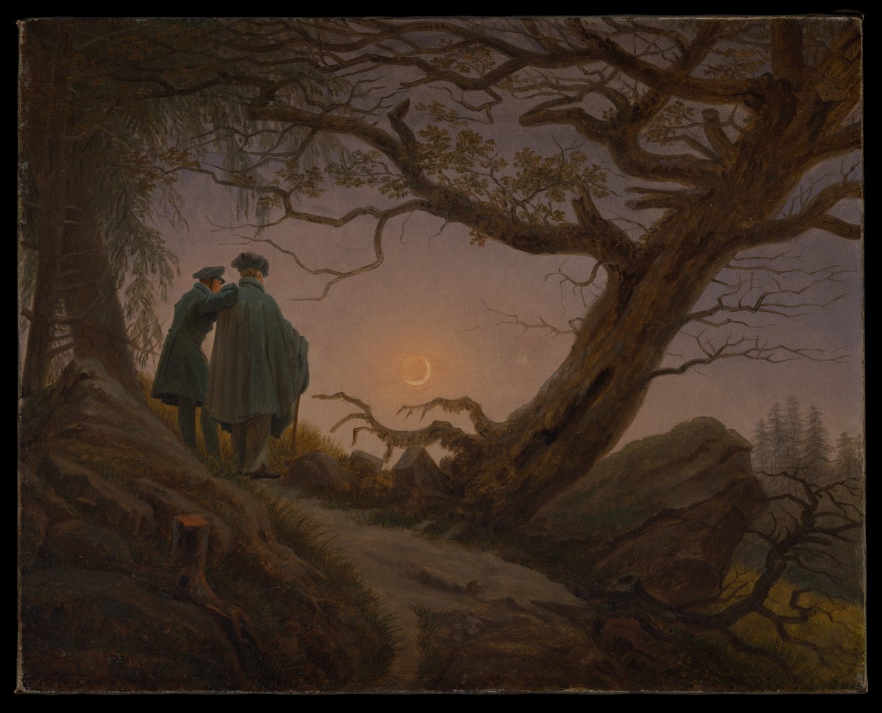 Due uomini che contemplano la luna da Caspar David Friedrich