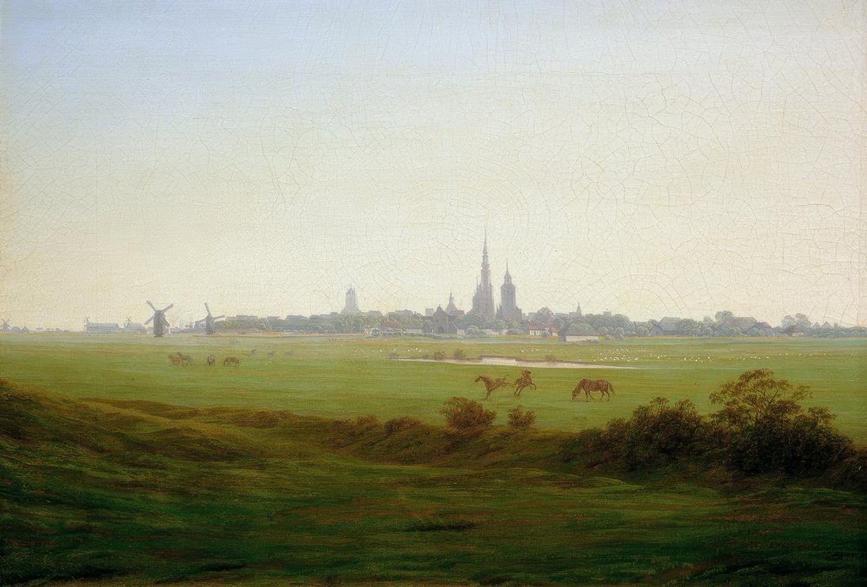 Prati vicino a Greifswald da Caspar David Friedrich