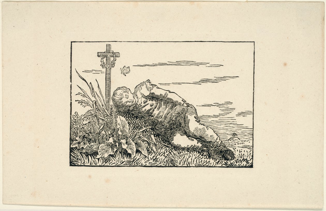 Giovane uomo sdraiato su una tomba da Caspar David Friedrich