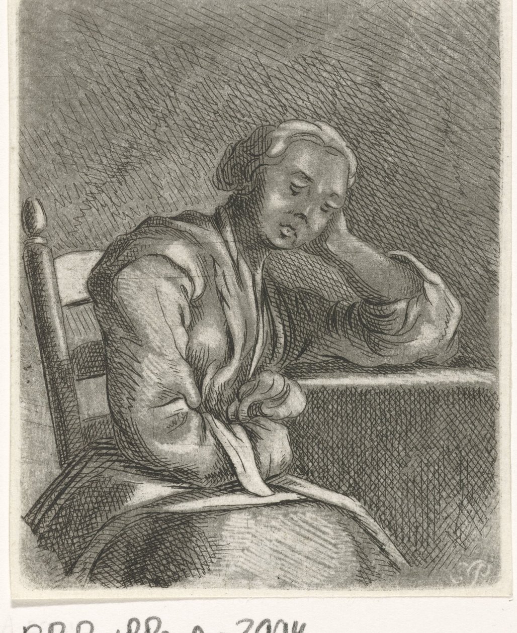 Ragazza addormentata al tavolo da Caspar Jacobsz. Philips