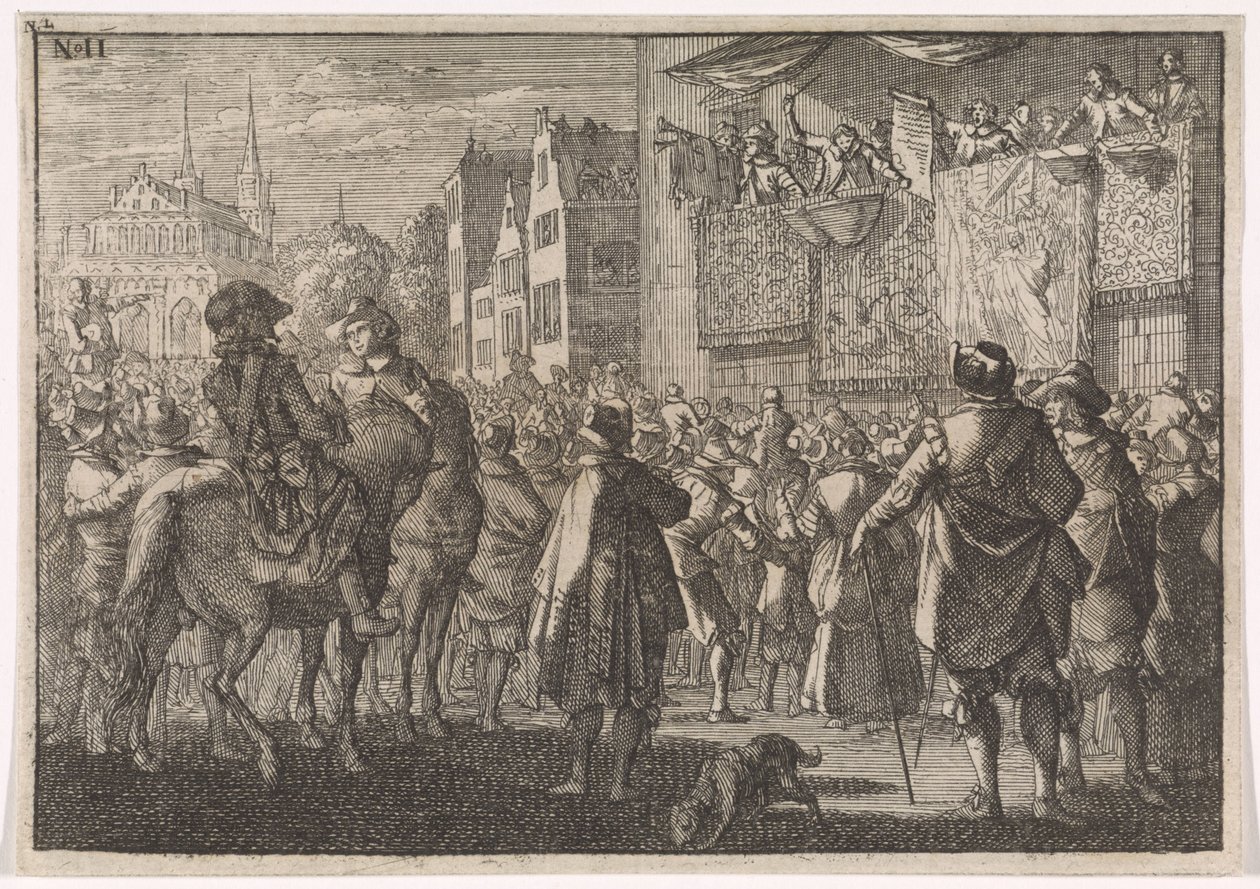 Annuncio della Pace di Osnabrück in una città, 1648 da Caspar Luyken (attributed to)