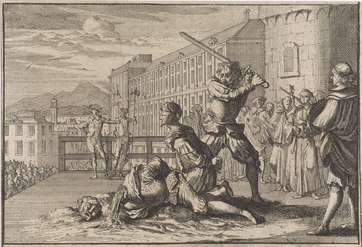 Decapitazione del marchese di Cinq-Mars e François De Thou, 1642 da Caspar Luyken (attributed to)